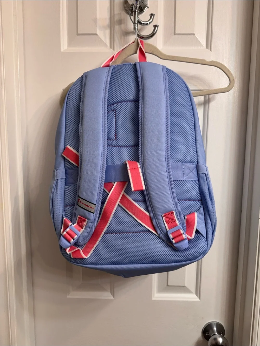 Champion Estate Kids Backpack in Blue with Pink Handle Holds up to 17” Laptop